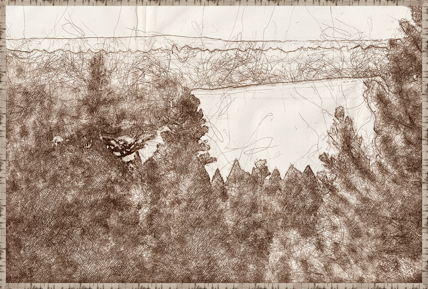 Nature Sketch - Lake View - Canvas on Board