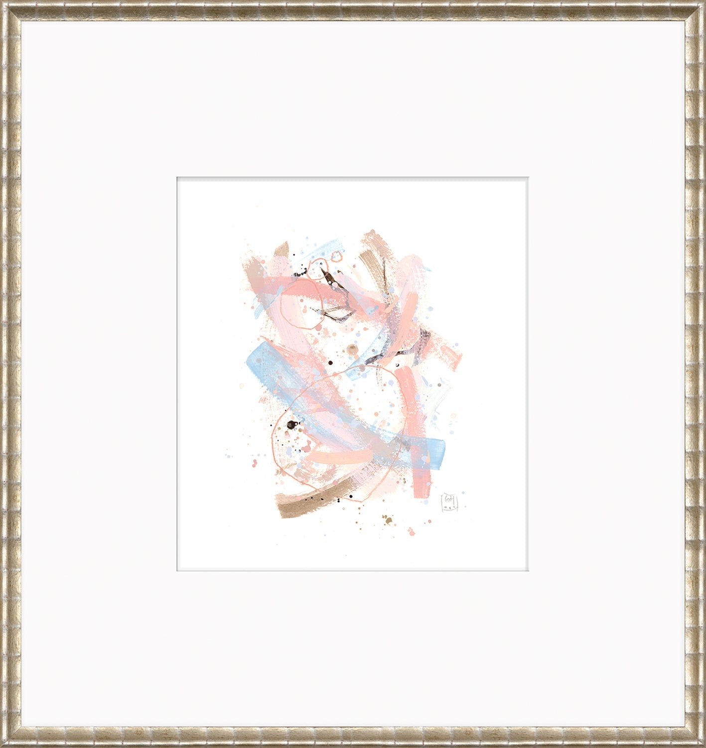 Confetti Series - Sky and Coral I - Matted