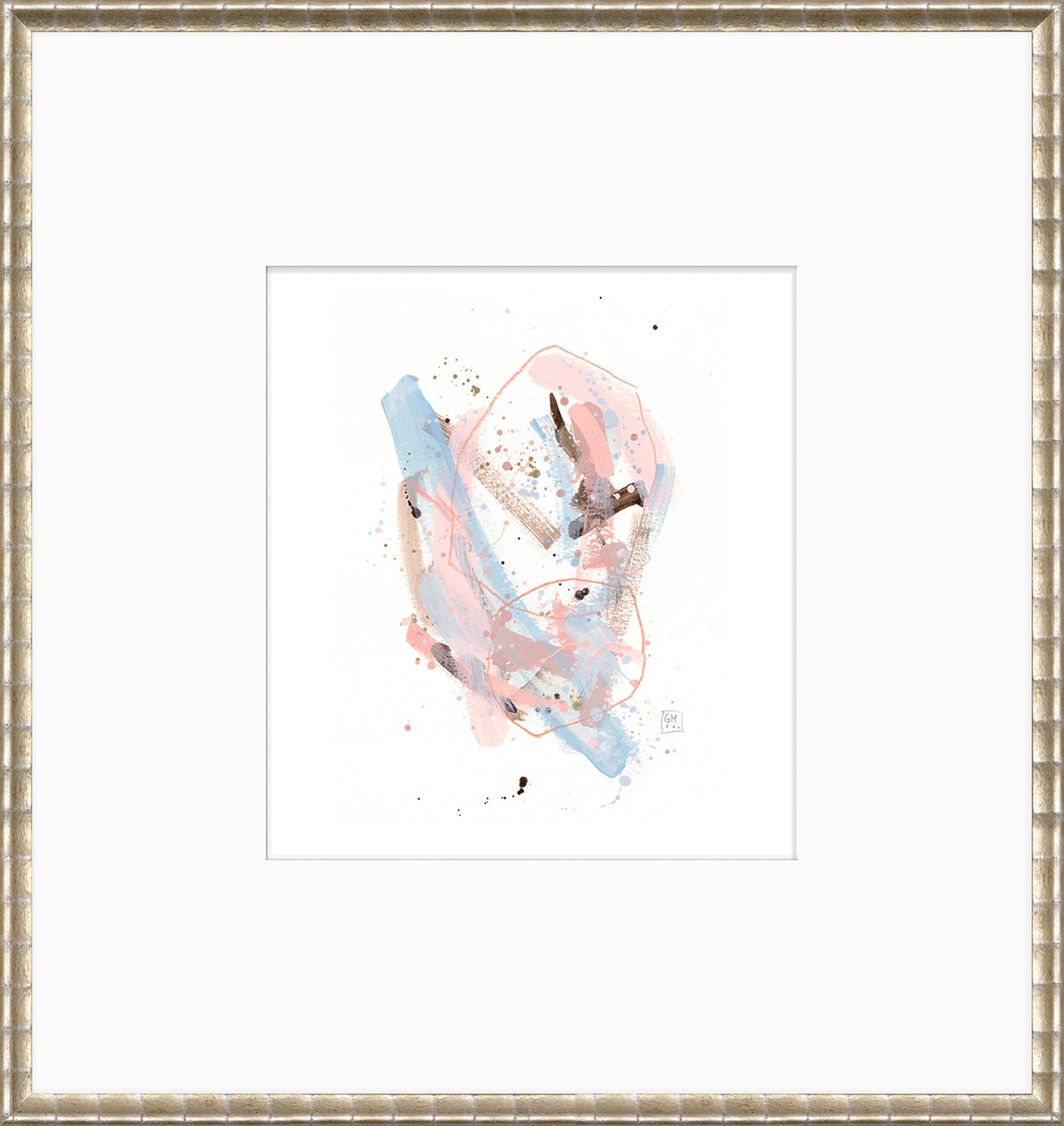 Confetti Series - Sky and Coral III - Matted