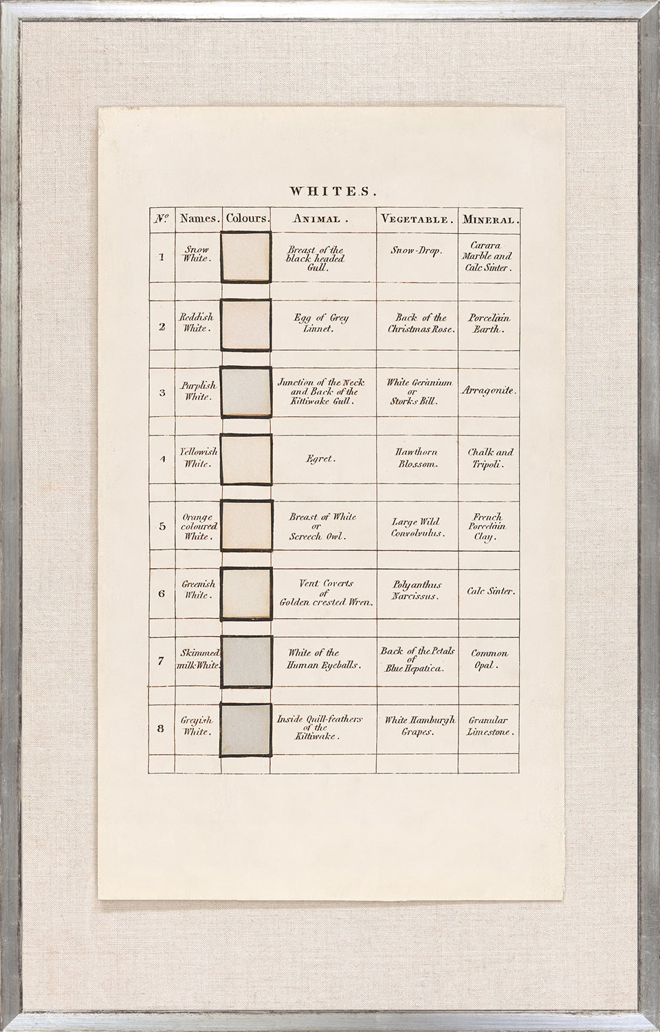 Collection 24 - Colour Illustrations, Whites C. 1787 - Large
