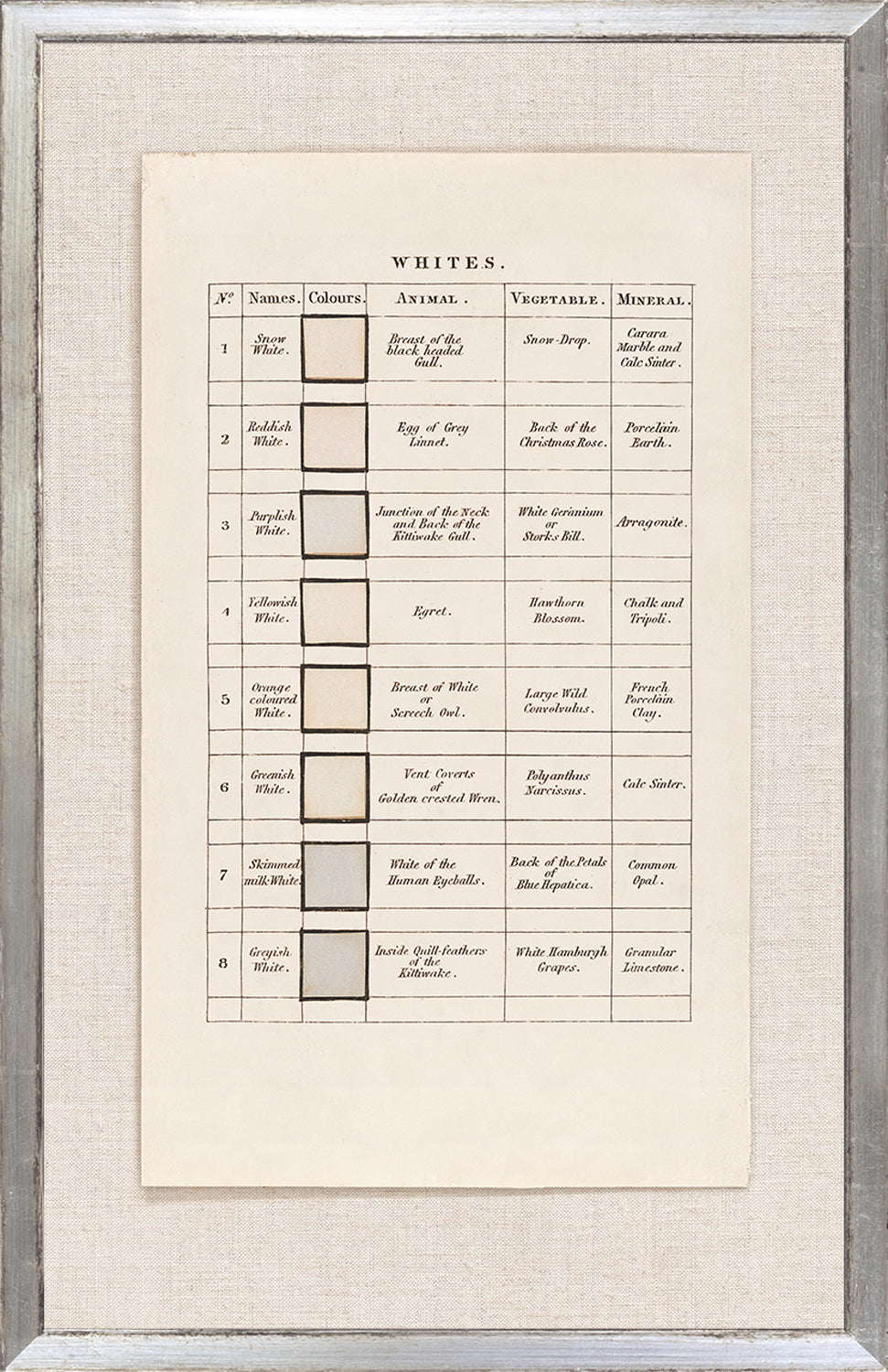 Collection 24 - Colour Illustrations, Whites C. 1787 - Small