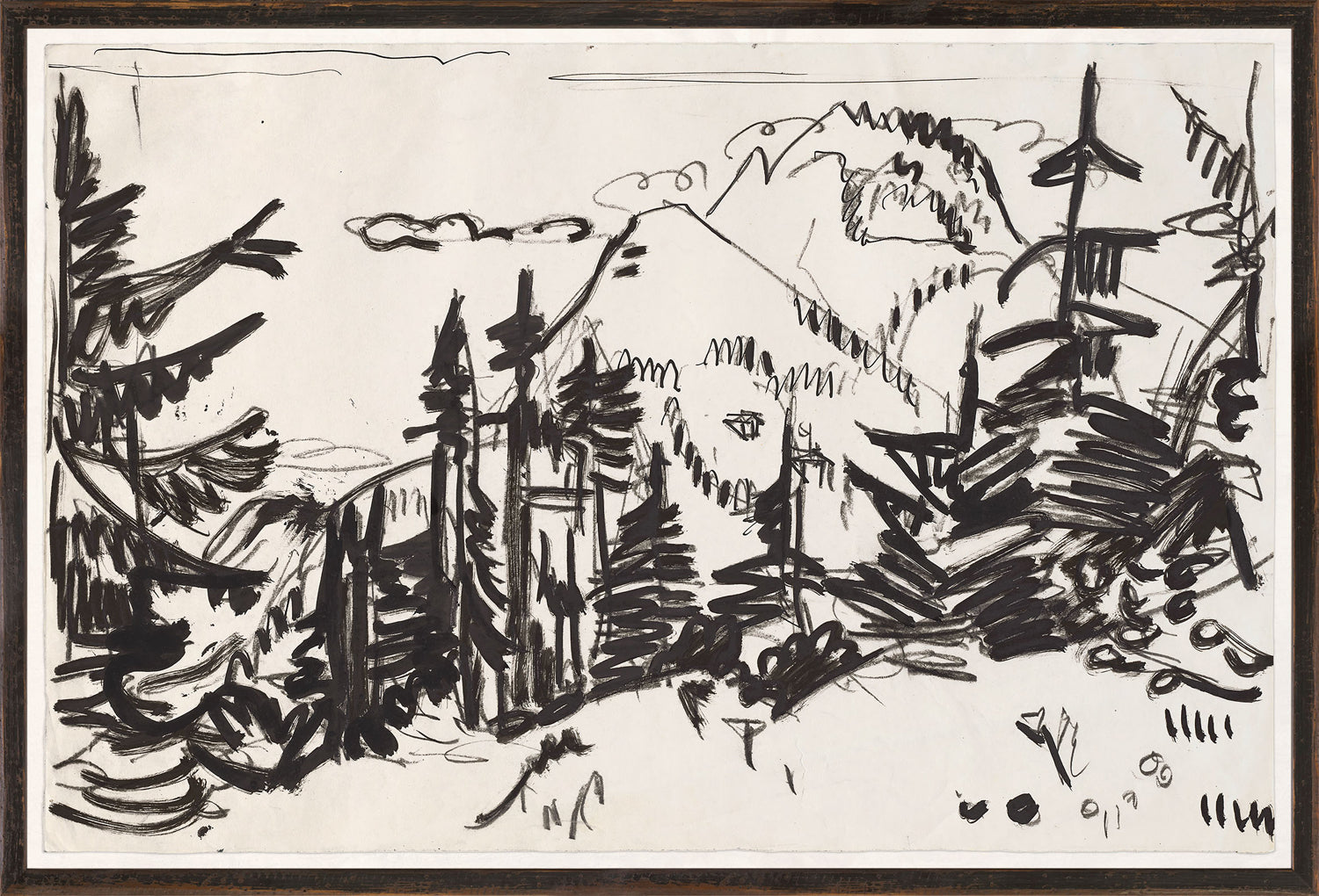 Mountain Landscape with Fir Trees C. 1900 - Mid