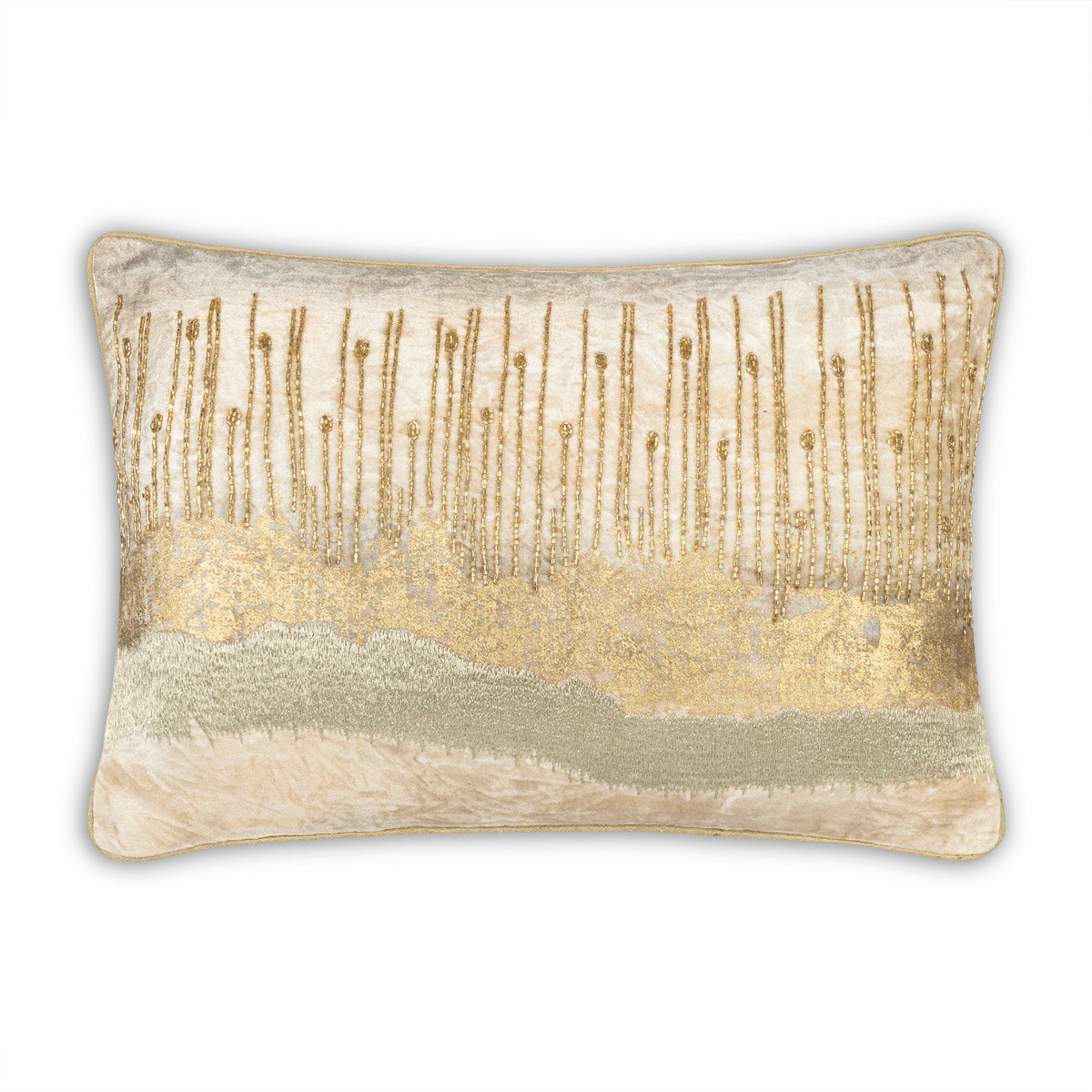 Aida Ivory Gold Lumbar Pillow