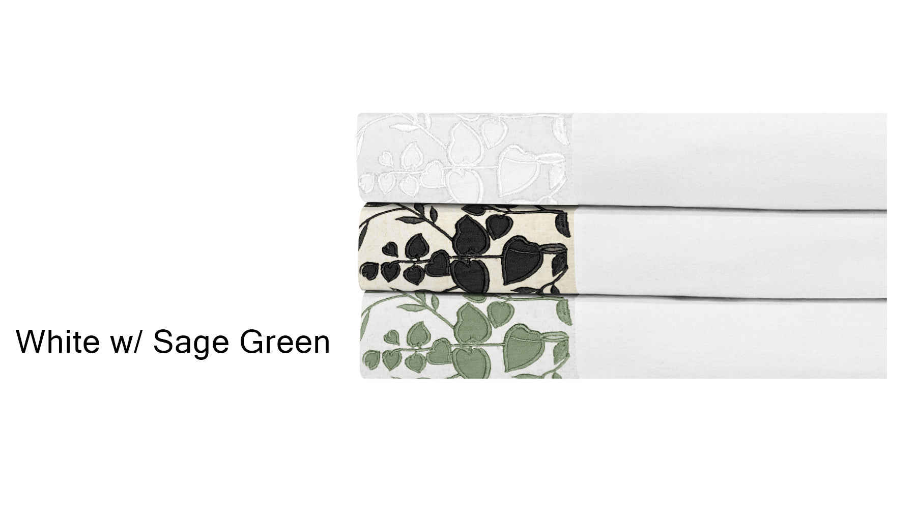 CLARA CAL KING SHEET SET WHITE W/ SAGE GREEN
