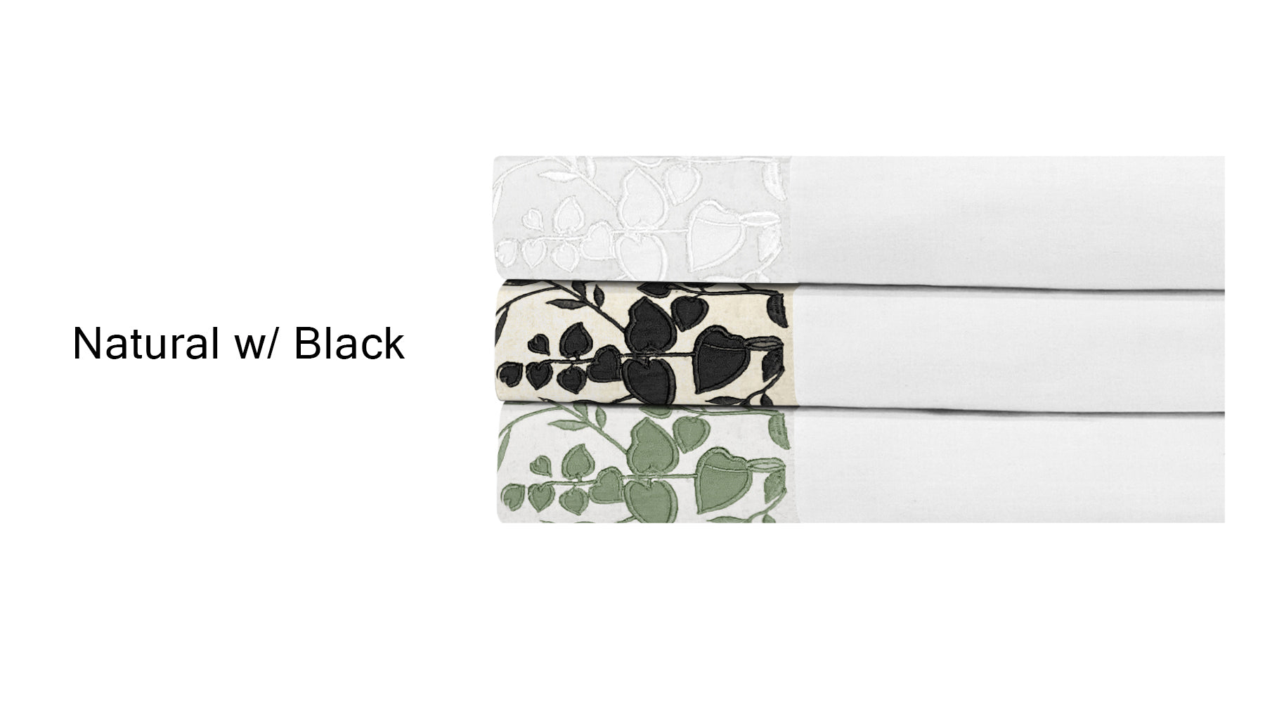 CLARA QUEEN SHEET SET NATURAL W/ BLACK