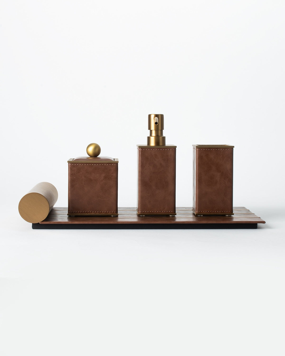 Cognac Tissue Box - Brushed Brass