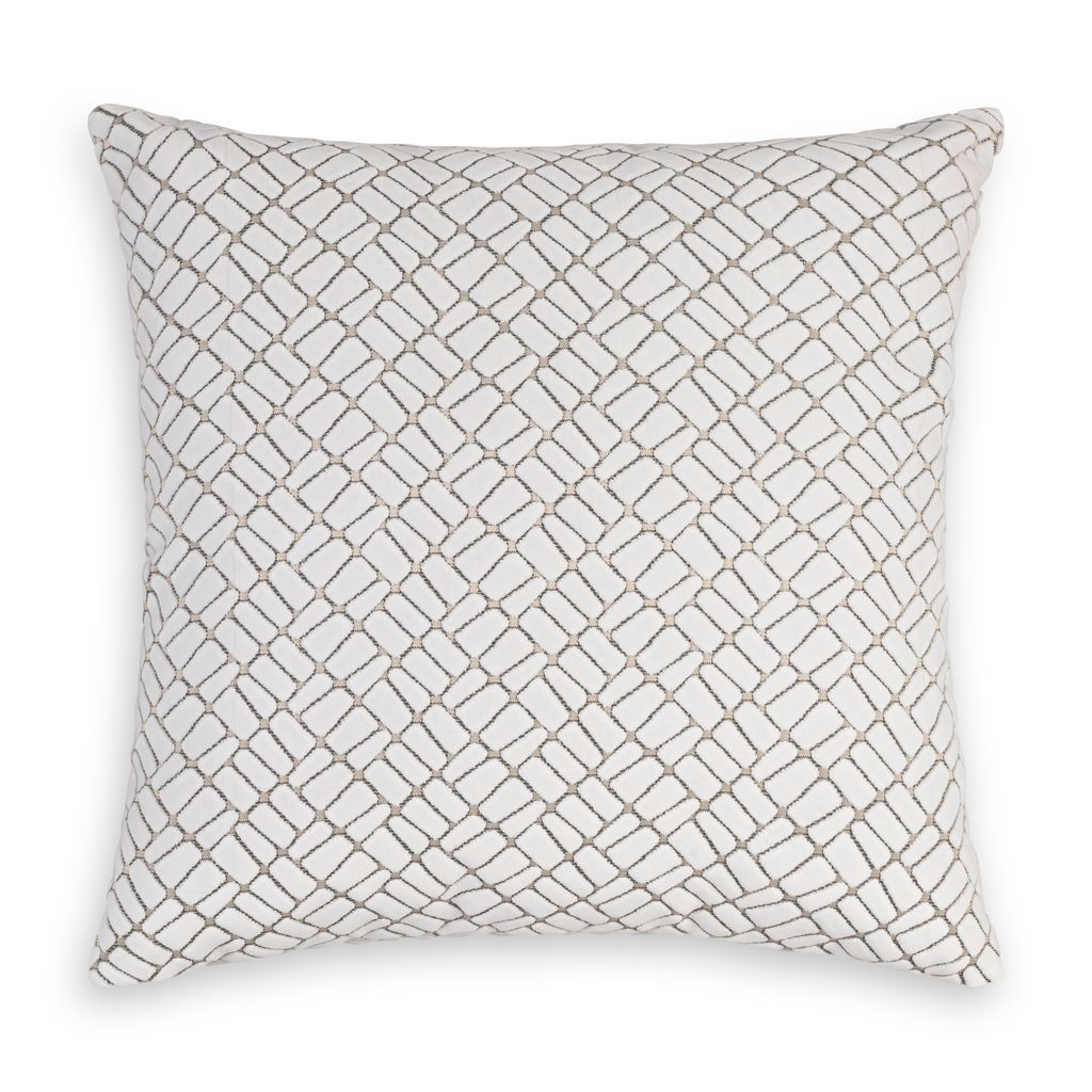 Grace White Lattice Embroidered Pillow
