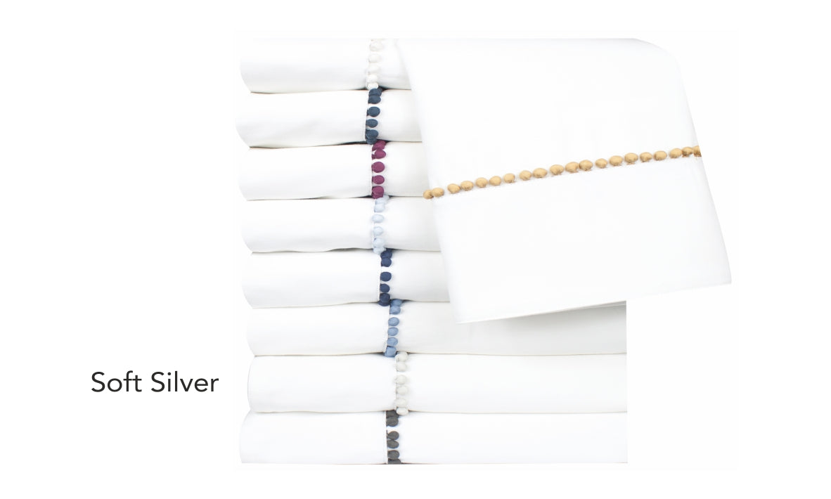GRACE KING PILLOWCASES SOFT SILVER