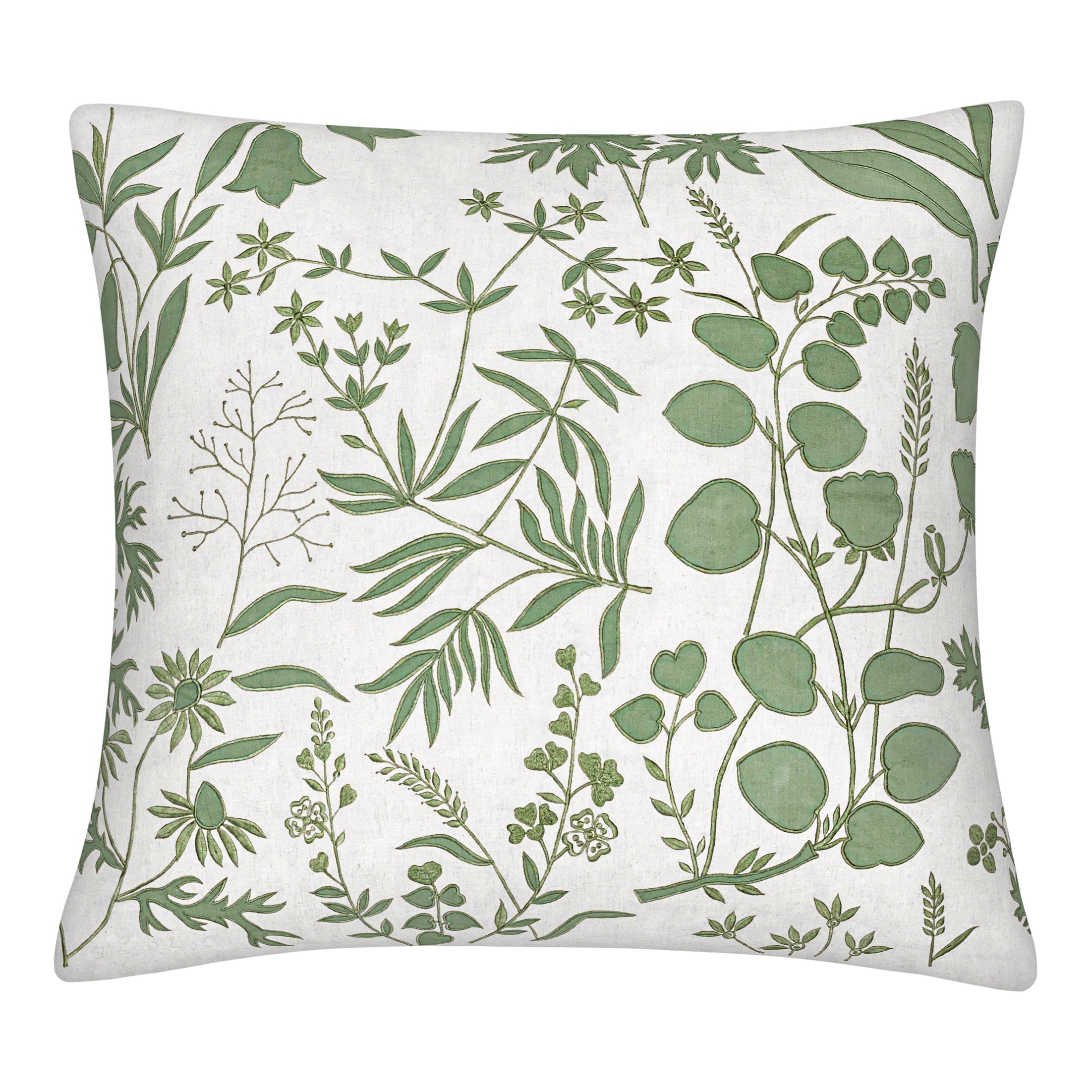 MEADOW EURO SHAM WHITE W/ SAGE GREEN