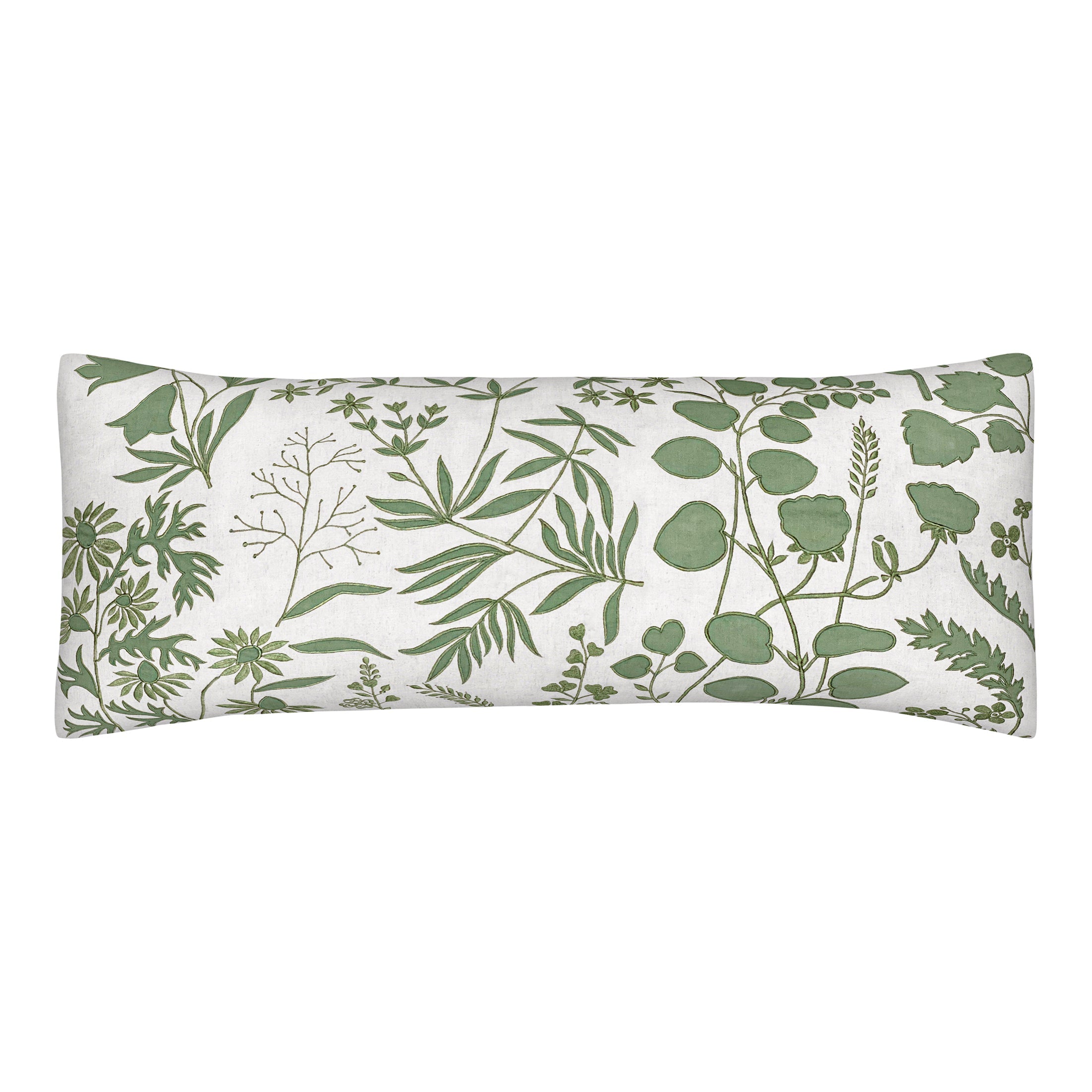 MEADOW LUMBAR SHAM WHITE W/ SAGE GREEN