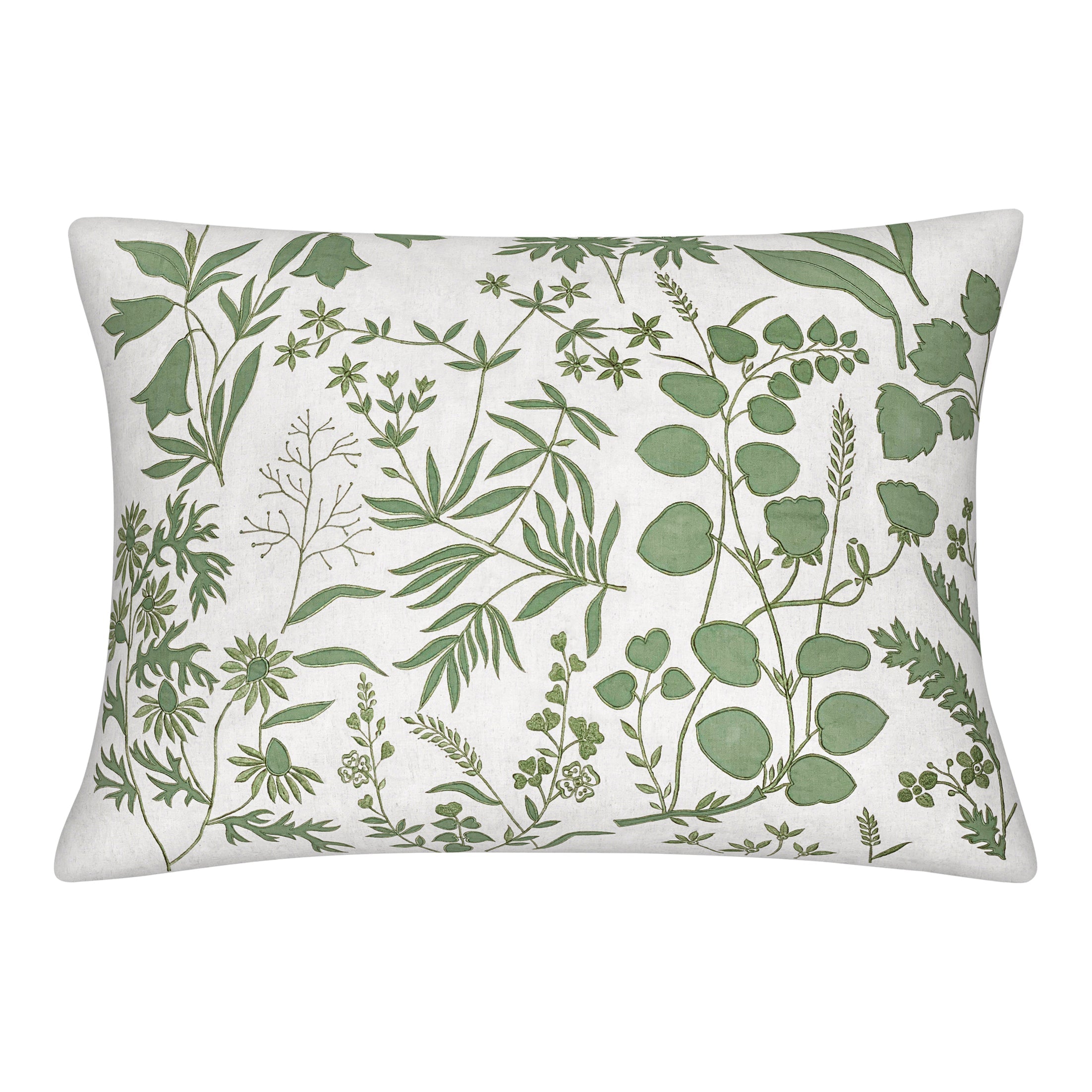 MEADOW STANDARD SHAM WHITE W/ SAGE GREEN