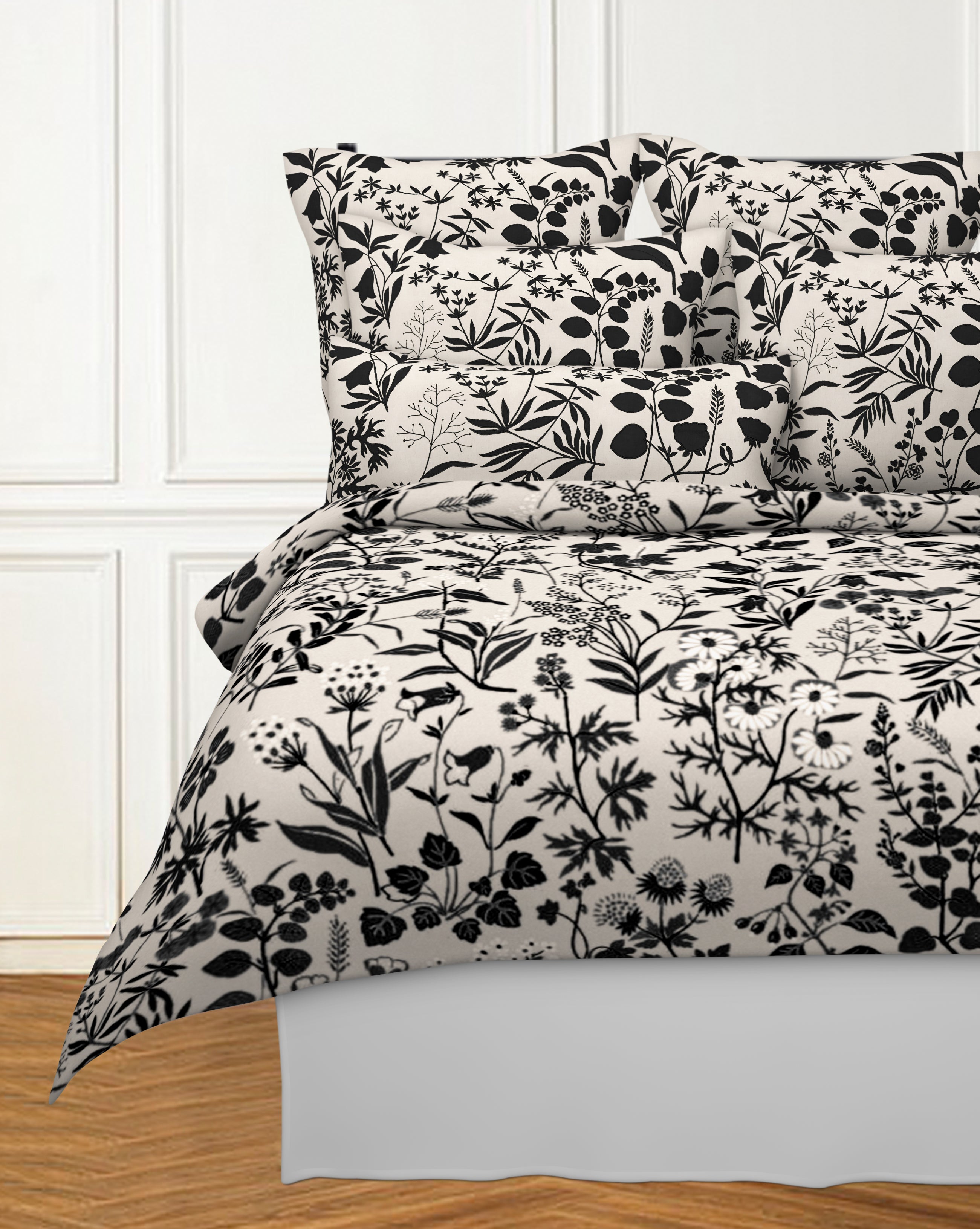 MEADOW TWIN DUVET NATURAL W/ BLACK