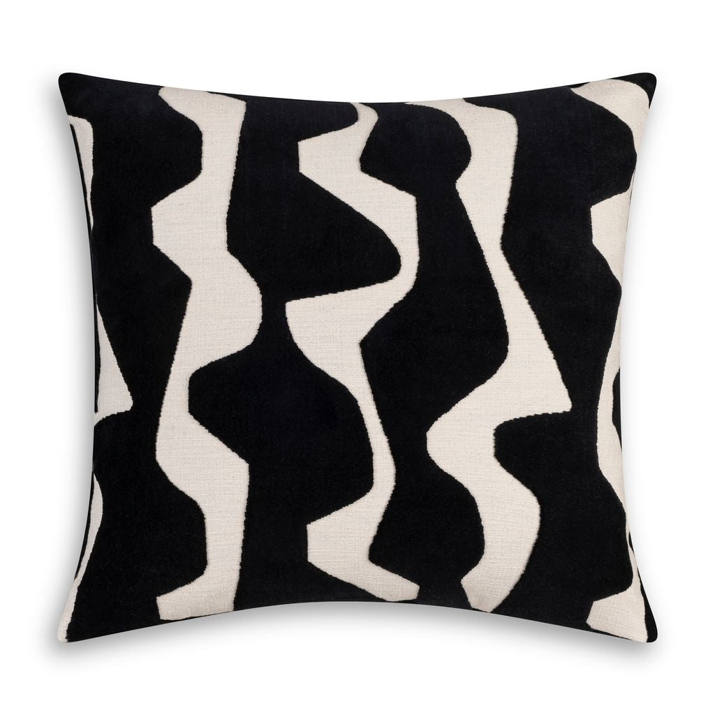 Axel Black Wavy Square Pillow