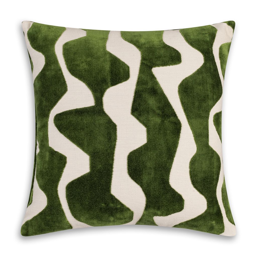 Axel Green Wavy Square Pillow