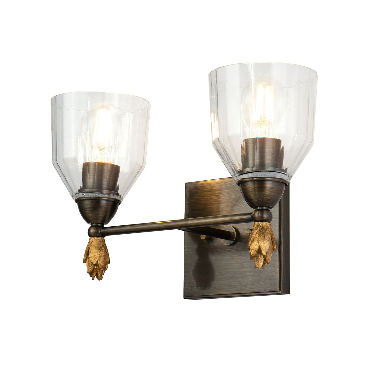 Felice 2 Vanity in Dark Bronze & Gold Accents