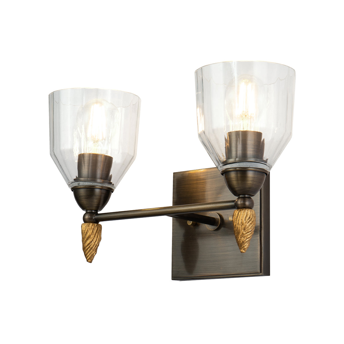 Felice 2 Vanity in Dark Bronze & Gold Accents