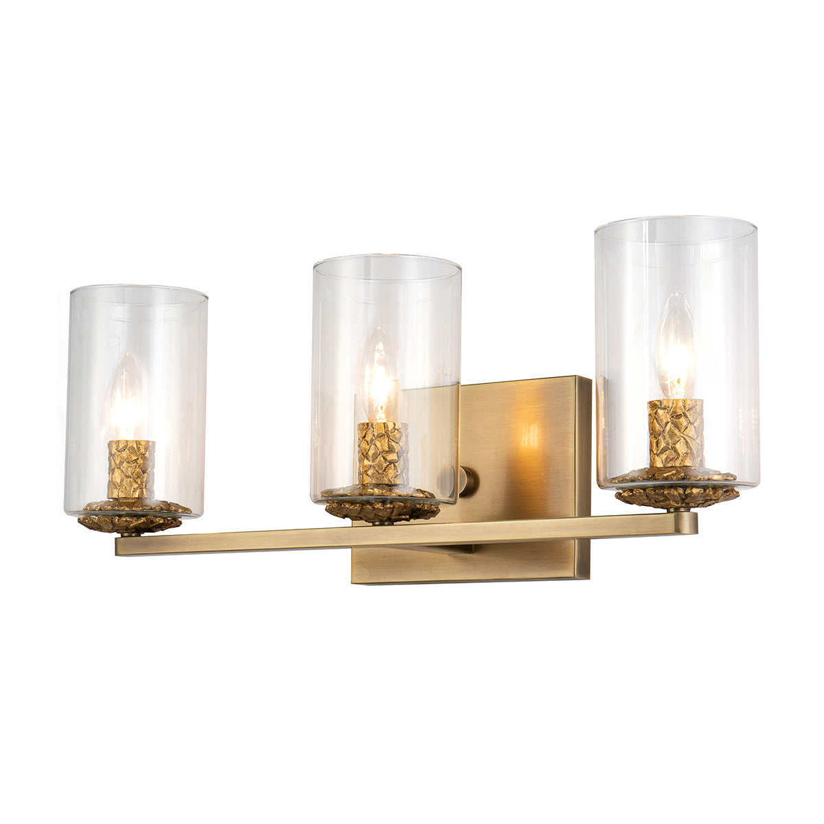 Bolivar 3 Light Vanity Fixture In Antique Brass