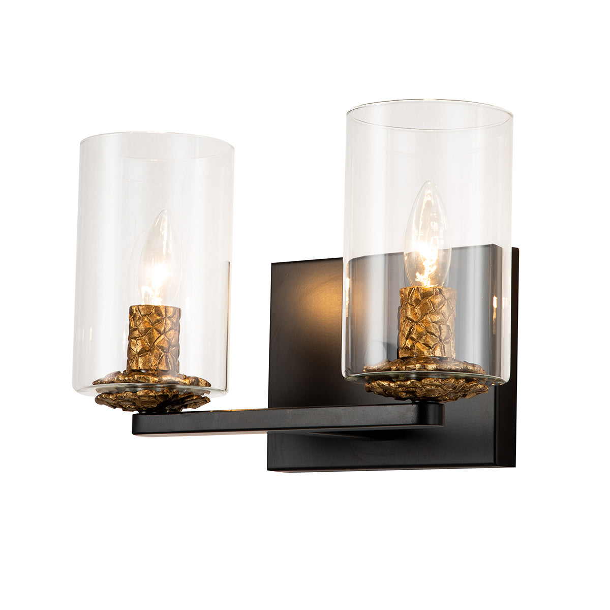 Bolivar 2 Light Vanity Light in Matte Black
