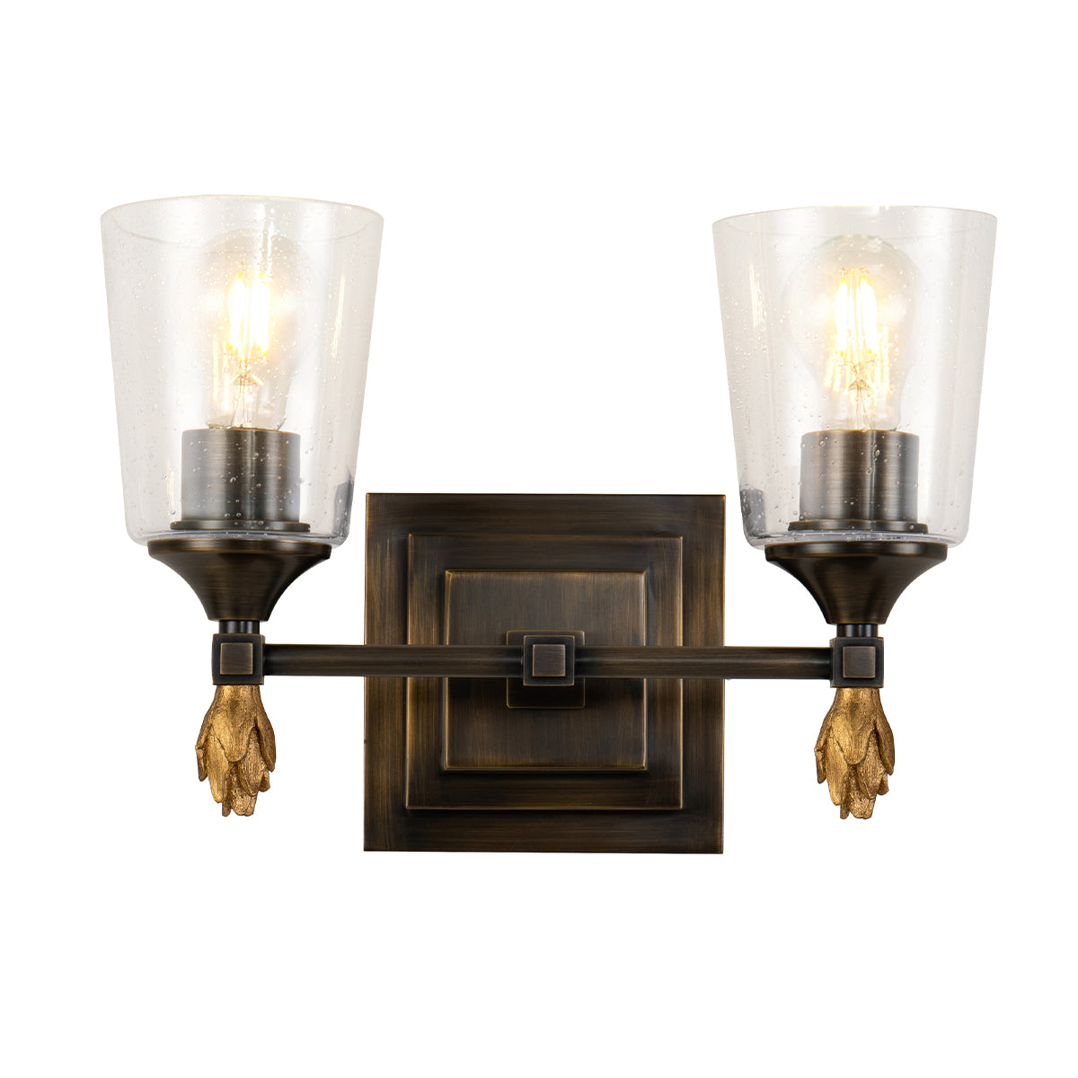 Vetiver 2 Light Vanity Dark Bronze & Gold Accents