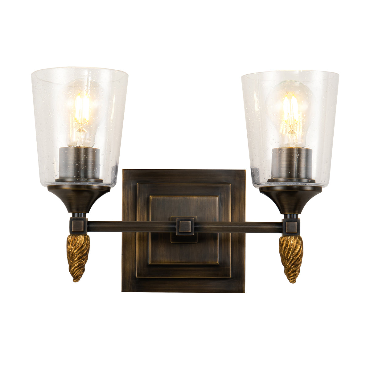 Vetiver 2 Light Vanity Dark Bronze & Gold Accents