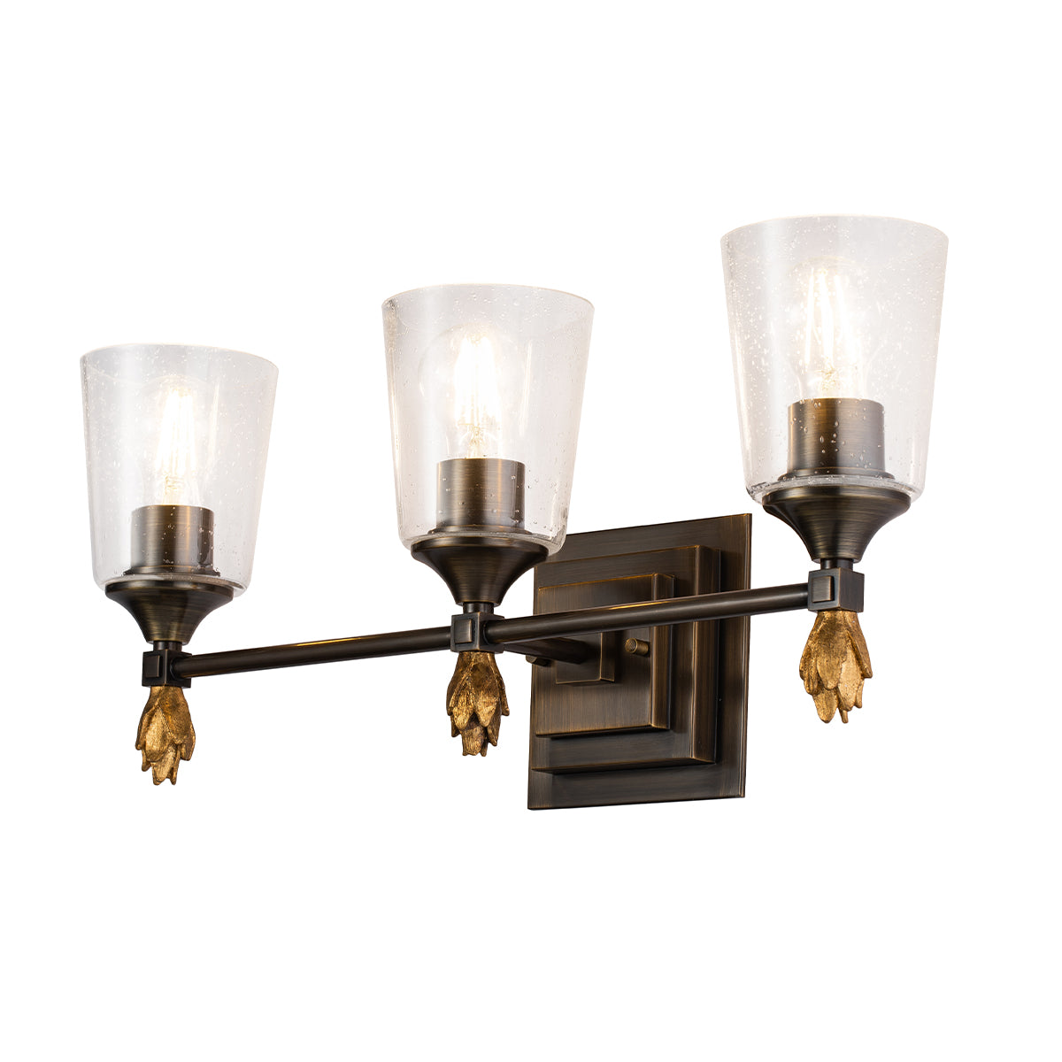 Vetiver 3 Vanity in Dark Bronze & Gold Accents