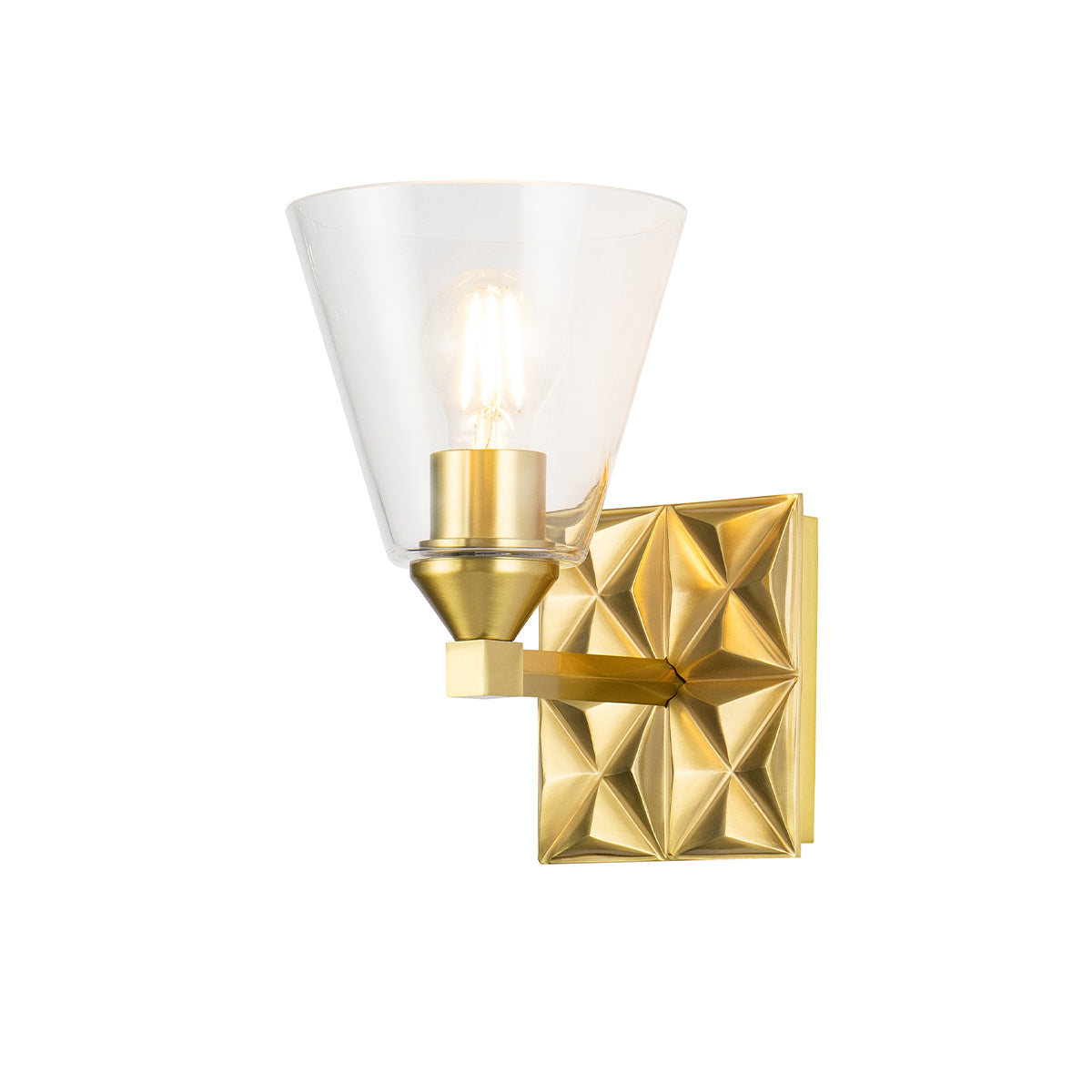 Alpha 1 Light Vanity With Glass in Aged Gold Brass