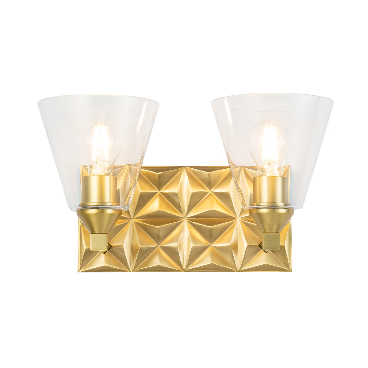 Alpha 2 Light Vanity With Glass in Aged Gold Brass