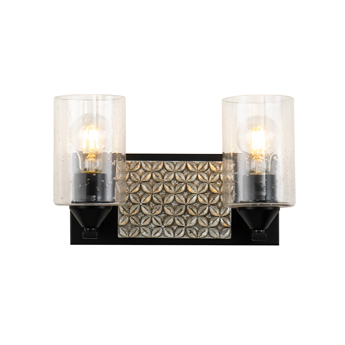 Arcadia 2 Light Vanity in Matte Black and Silver