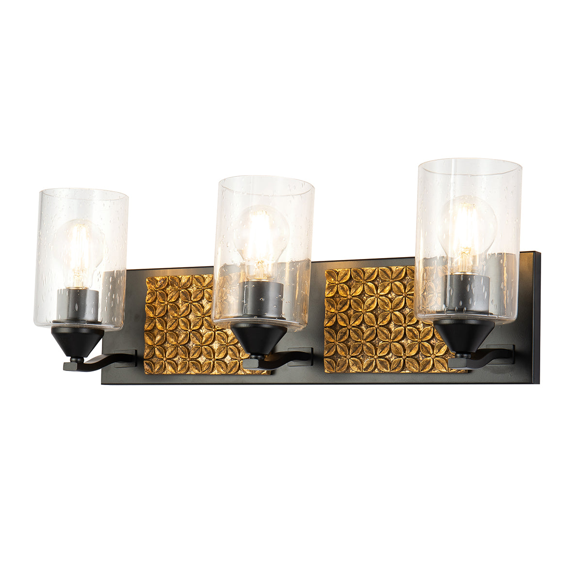 Arcadia 3 Light Vanity in Matte Black and Gold