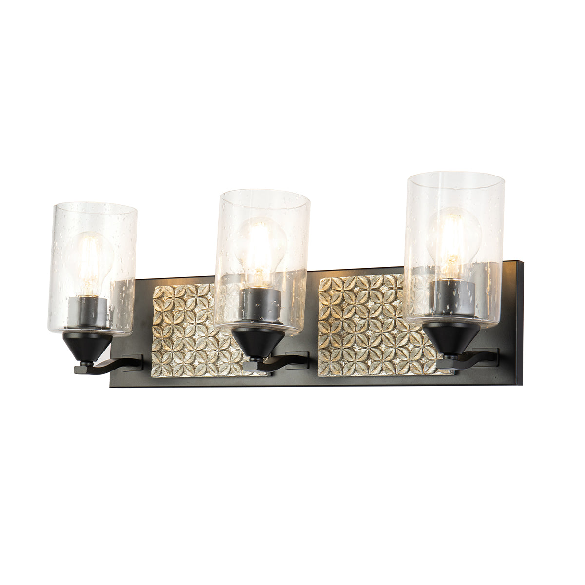 Arcadia 3 Light Vanity in Matte Black and Silver