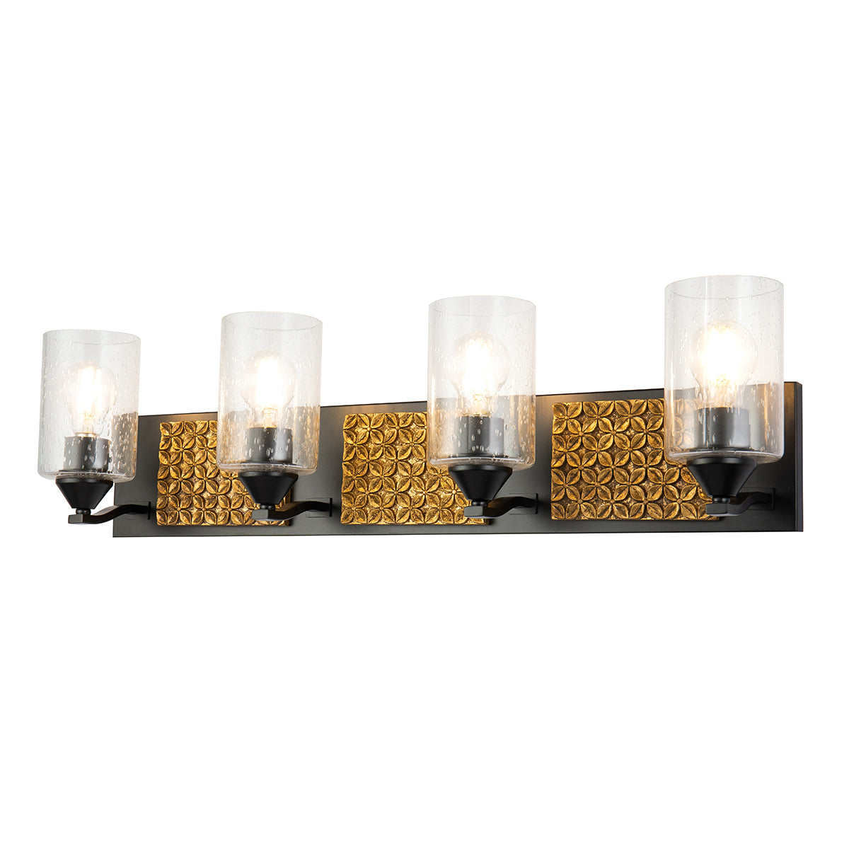 Arcadia 4 Light Vanity in Matte Black and Gold