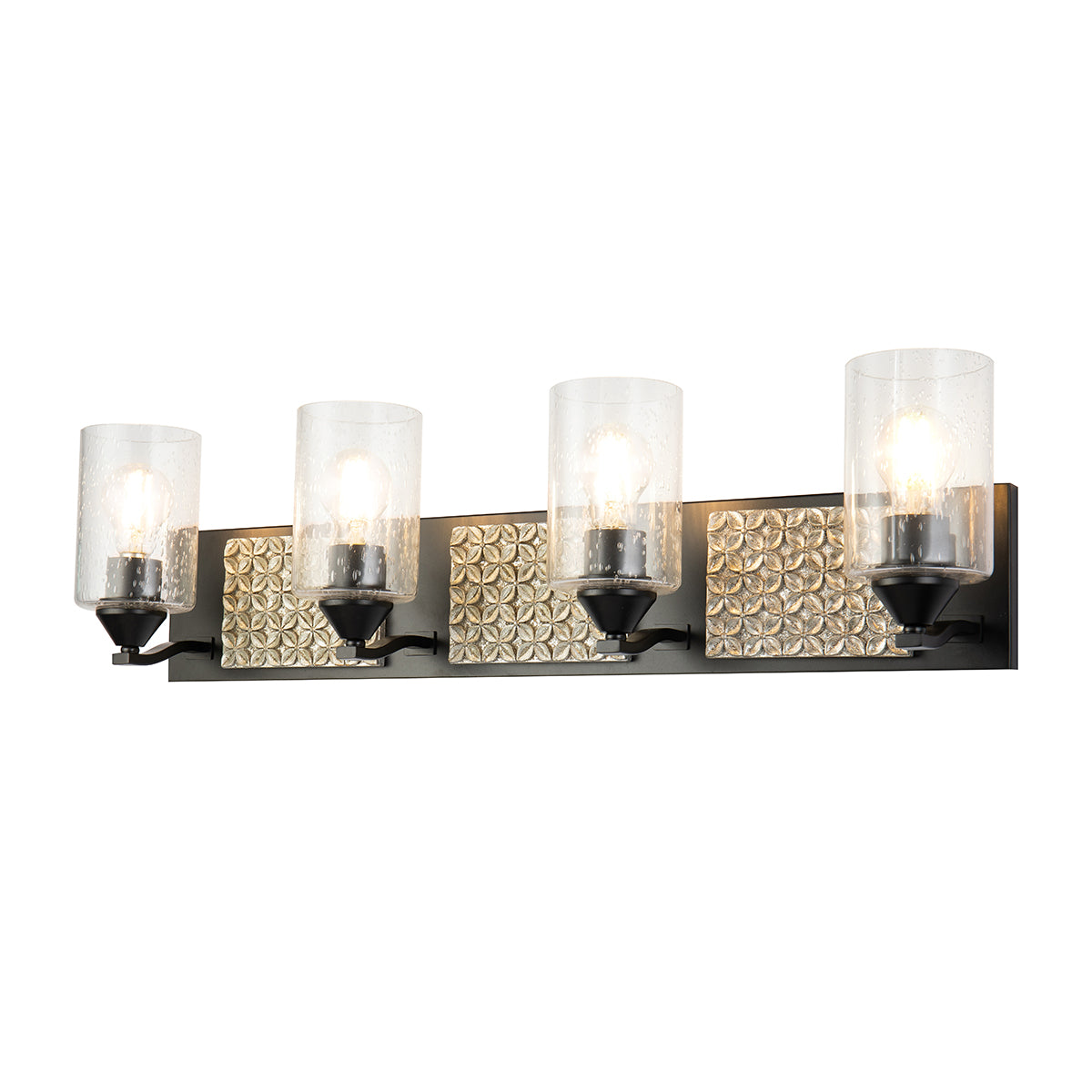 Arcadia 4 Light Vanity in Matte Black and Silver