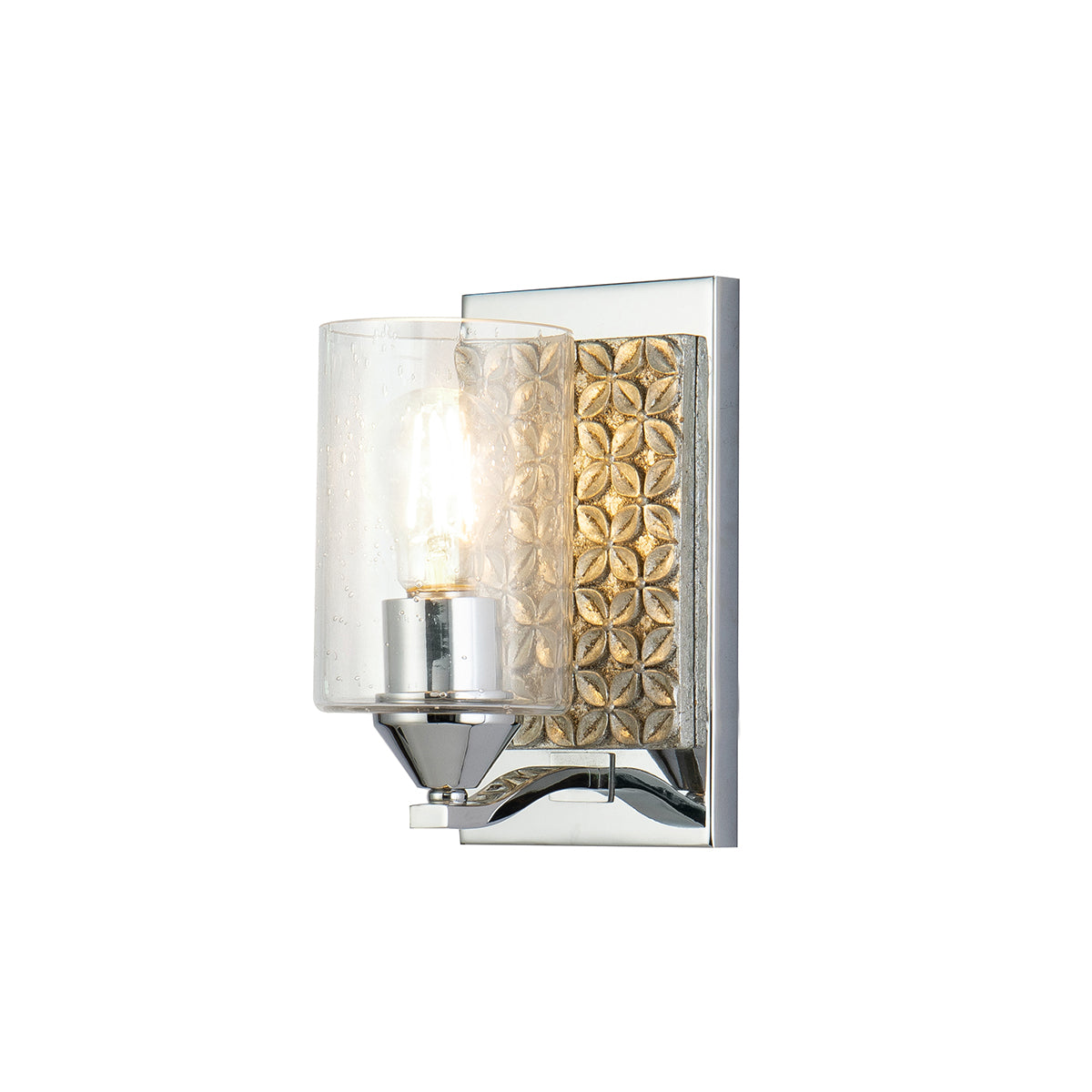 Arcadia 1 Light Vanity in Polished Chrome & Silver