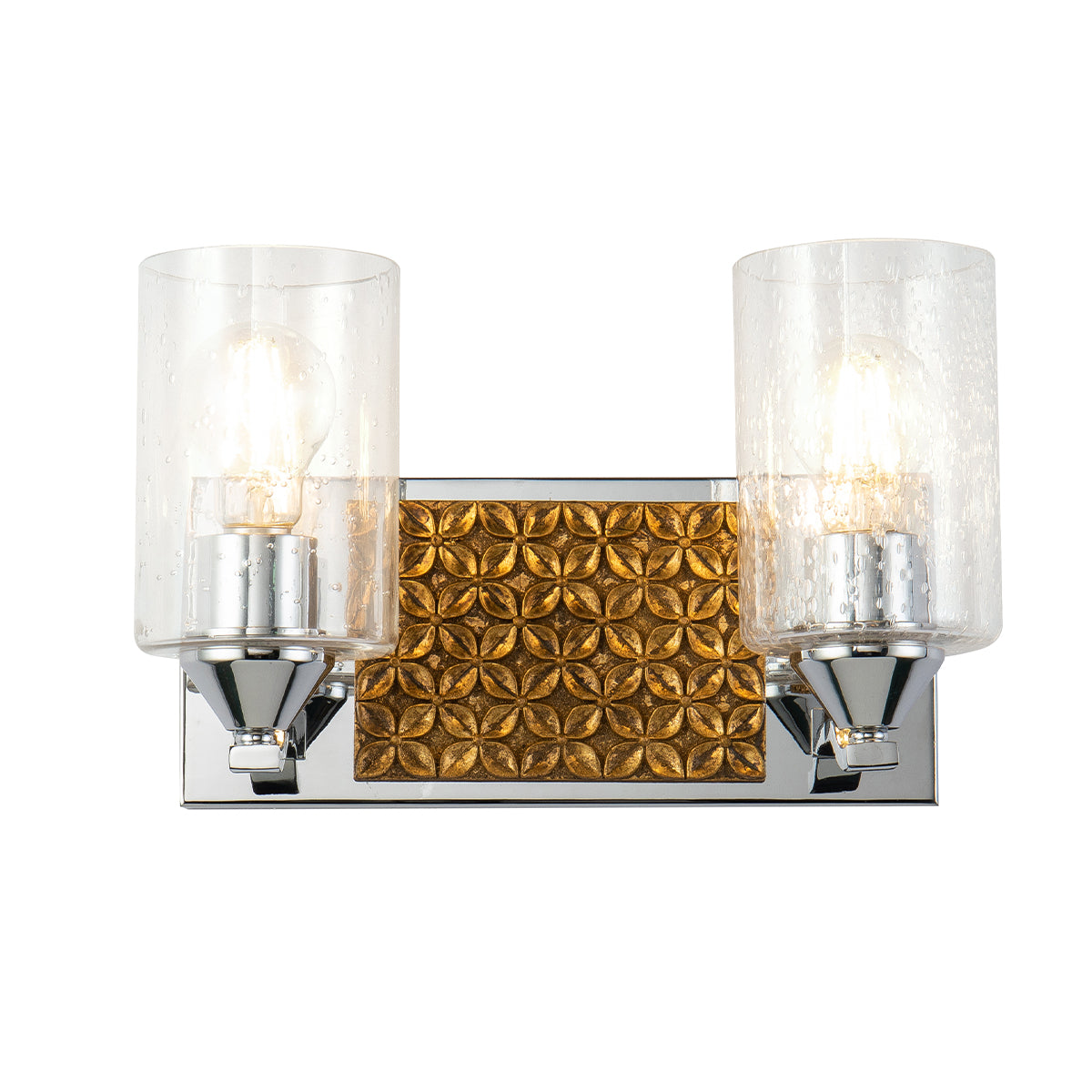 Arcadia 2 Light Vanity in Polished Chrome & Gold