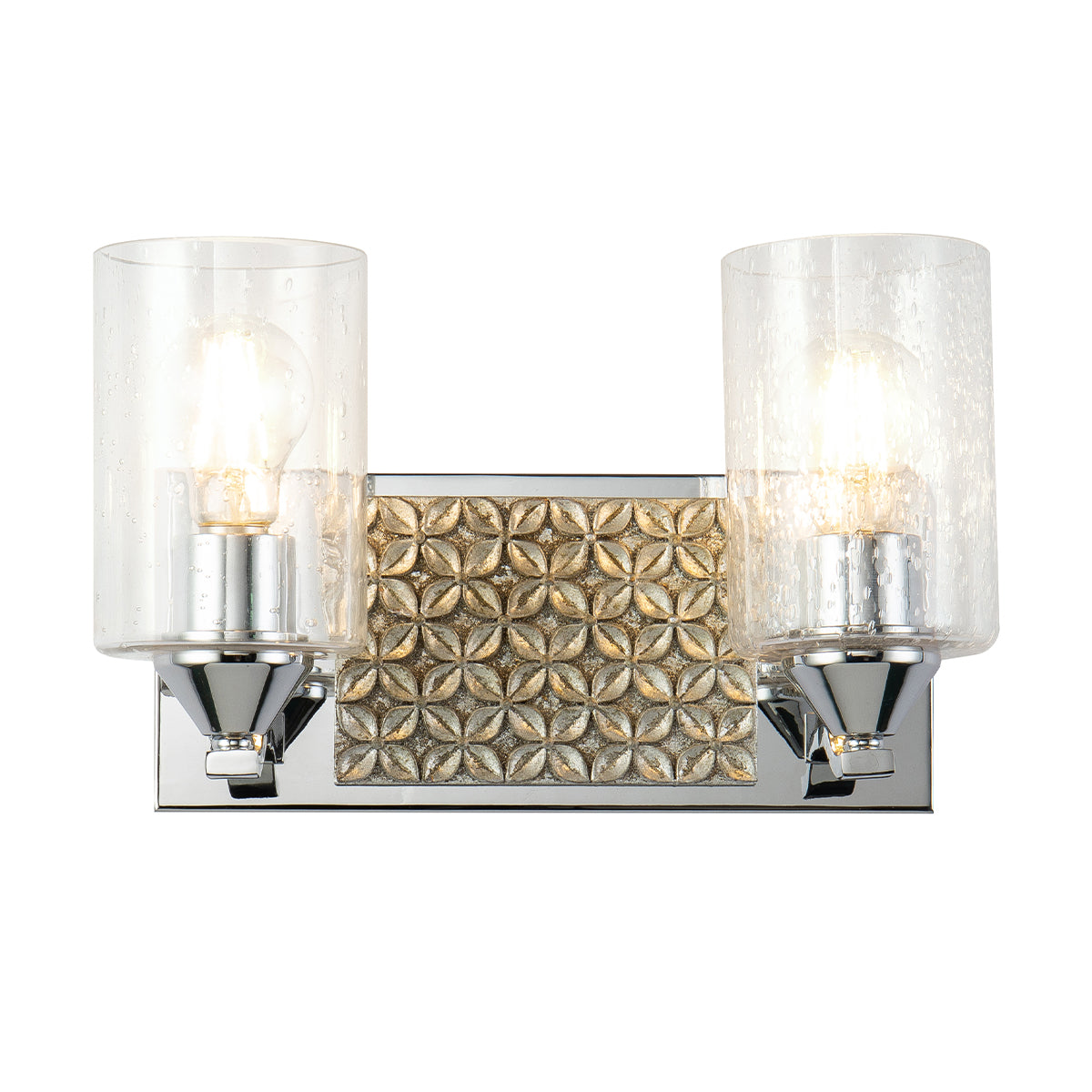 Arcadia 2 Light Vanity in Polished Chrome & Silver