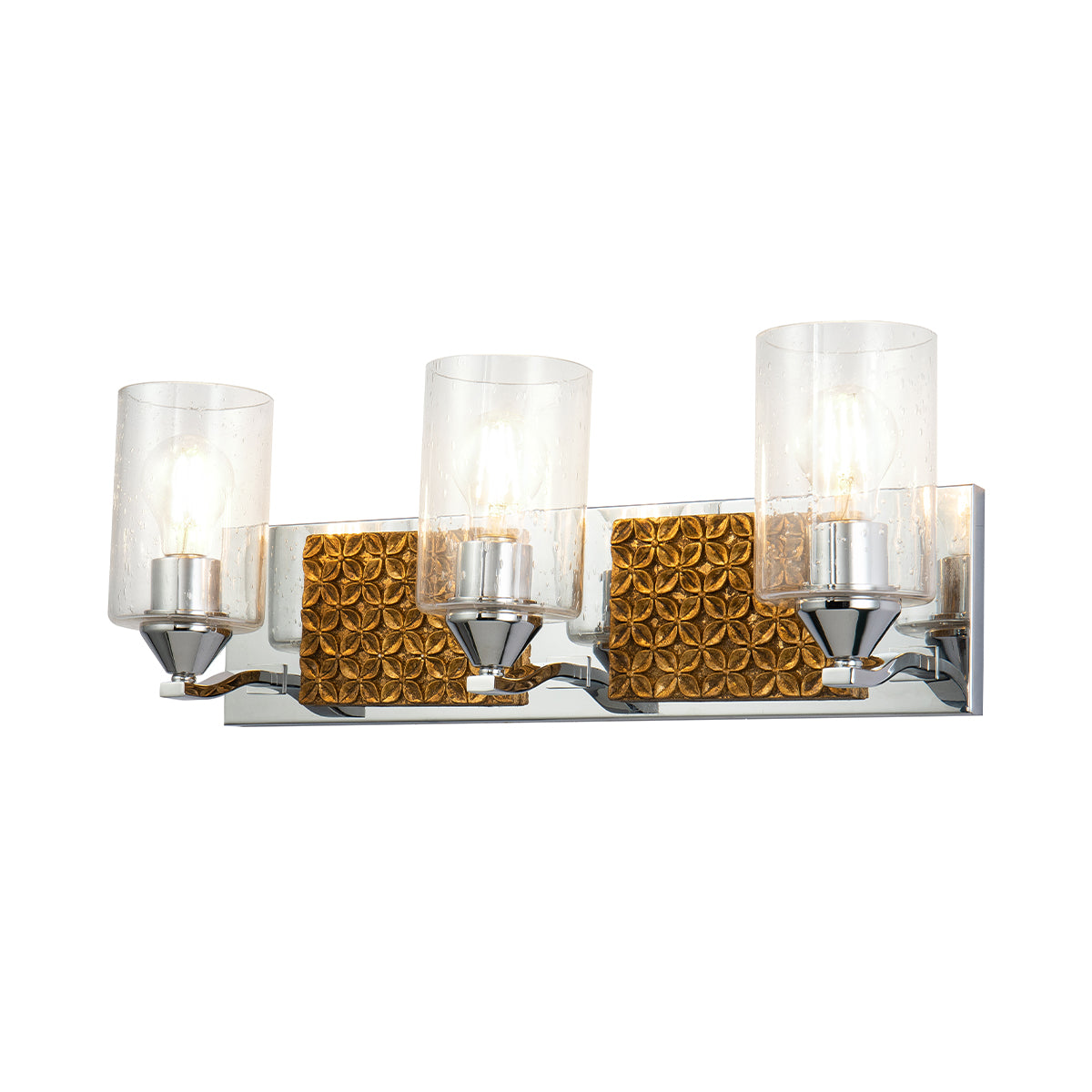 Arcadia 3 Light Vanity in Polished Chrome & Gold