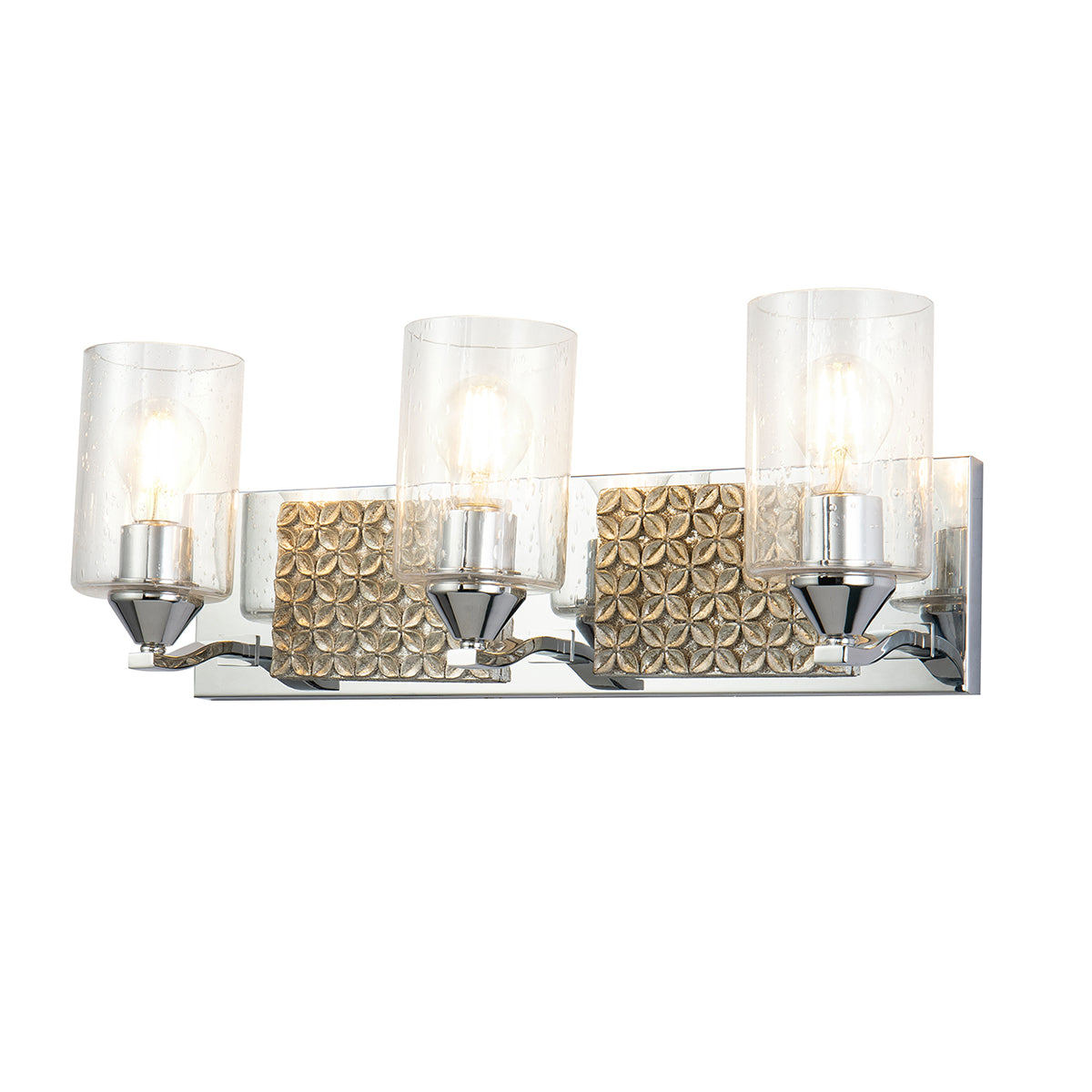 Arcadia 3 Light Vanity in Polished Chrome & Silver