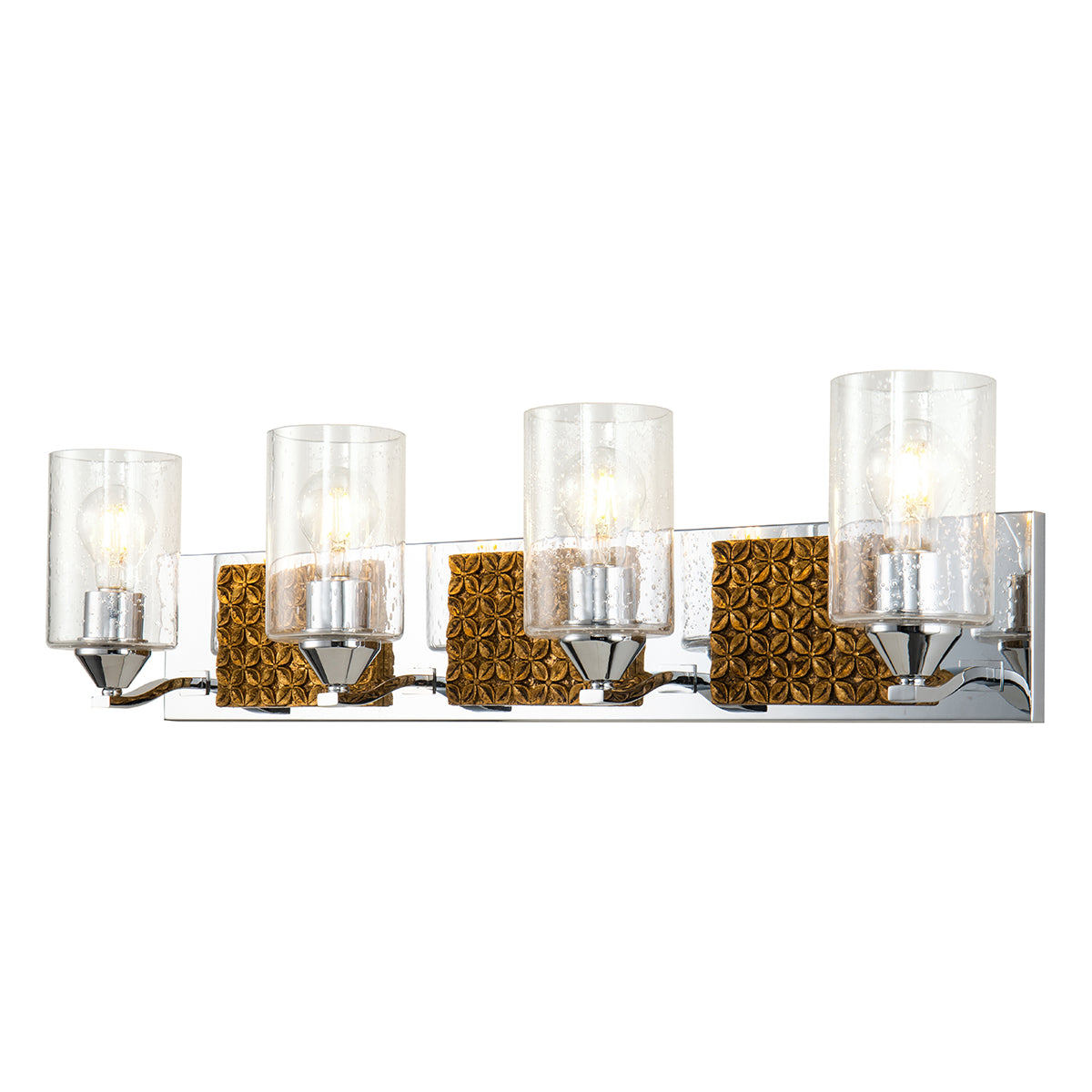 Arcadia 4 Light Vanity in Polished Chrome & Gold