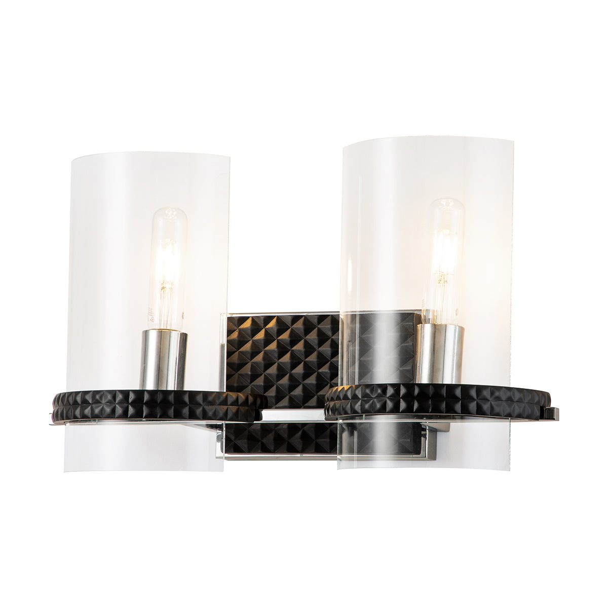 Mazant 2 Light Vanity in Black and Chrome