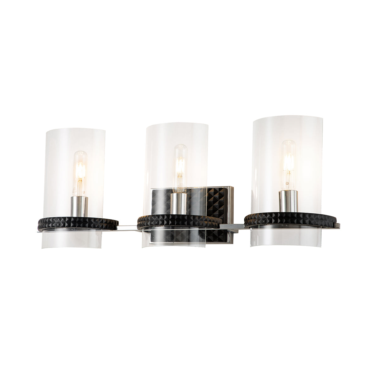 Mazant 3 Light Vanity in Black and Chrome
