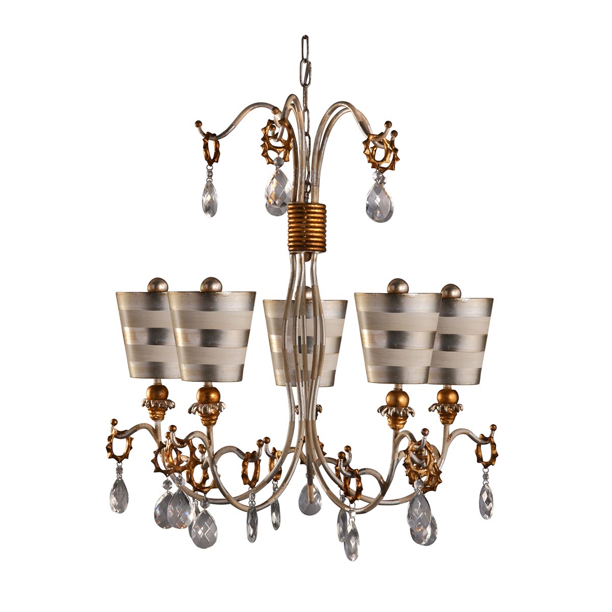 Tivoli 5 Light Striped Silver Shaded Chandelier