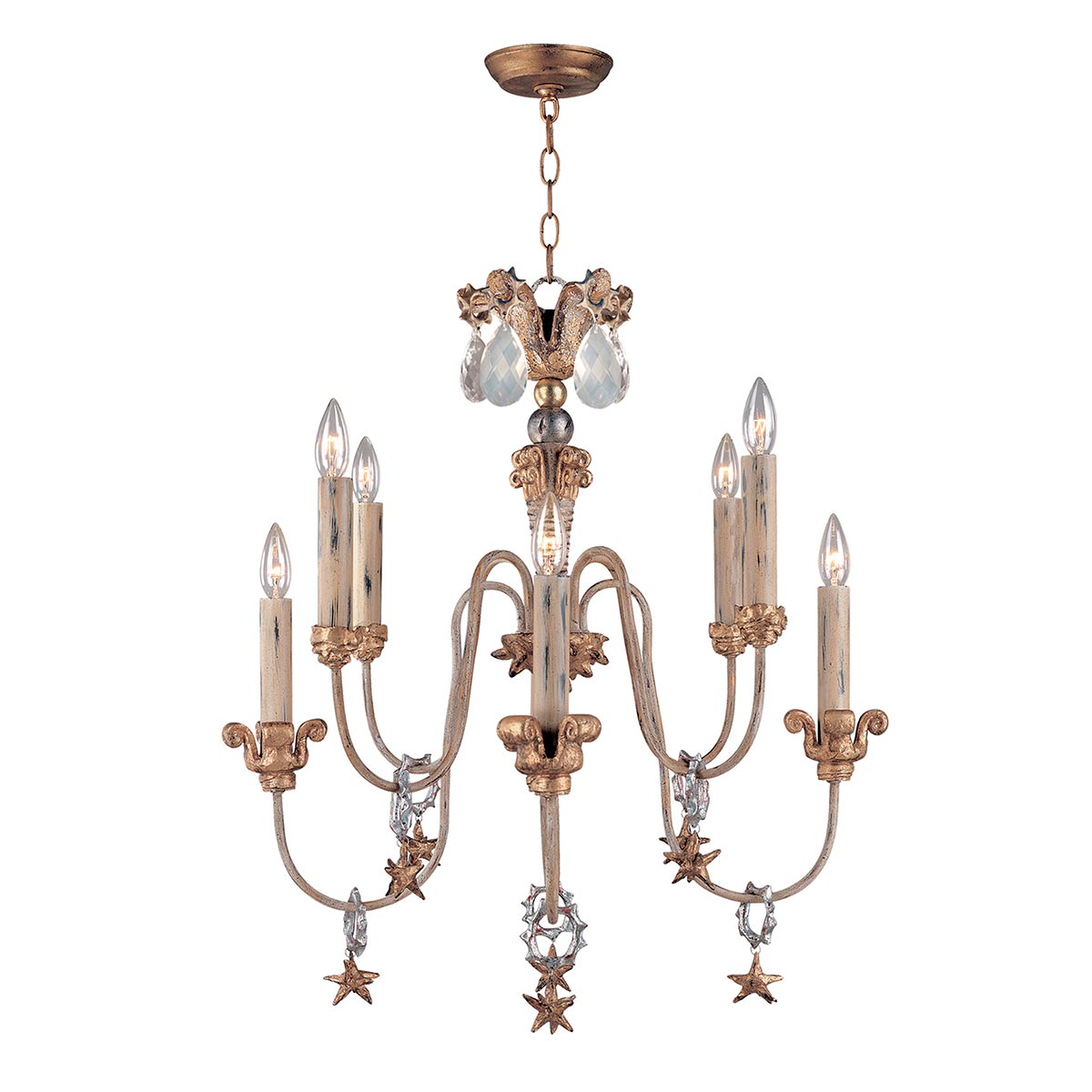 Mignon 8 Light Two-tier Antique Gold Chandelier