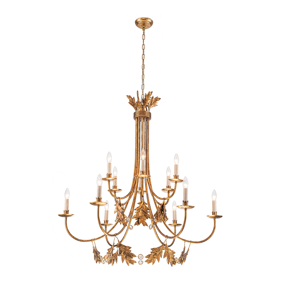 SWEET OLIVE 12 LIGHT CHANELIER - GOLD