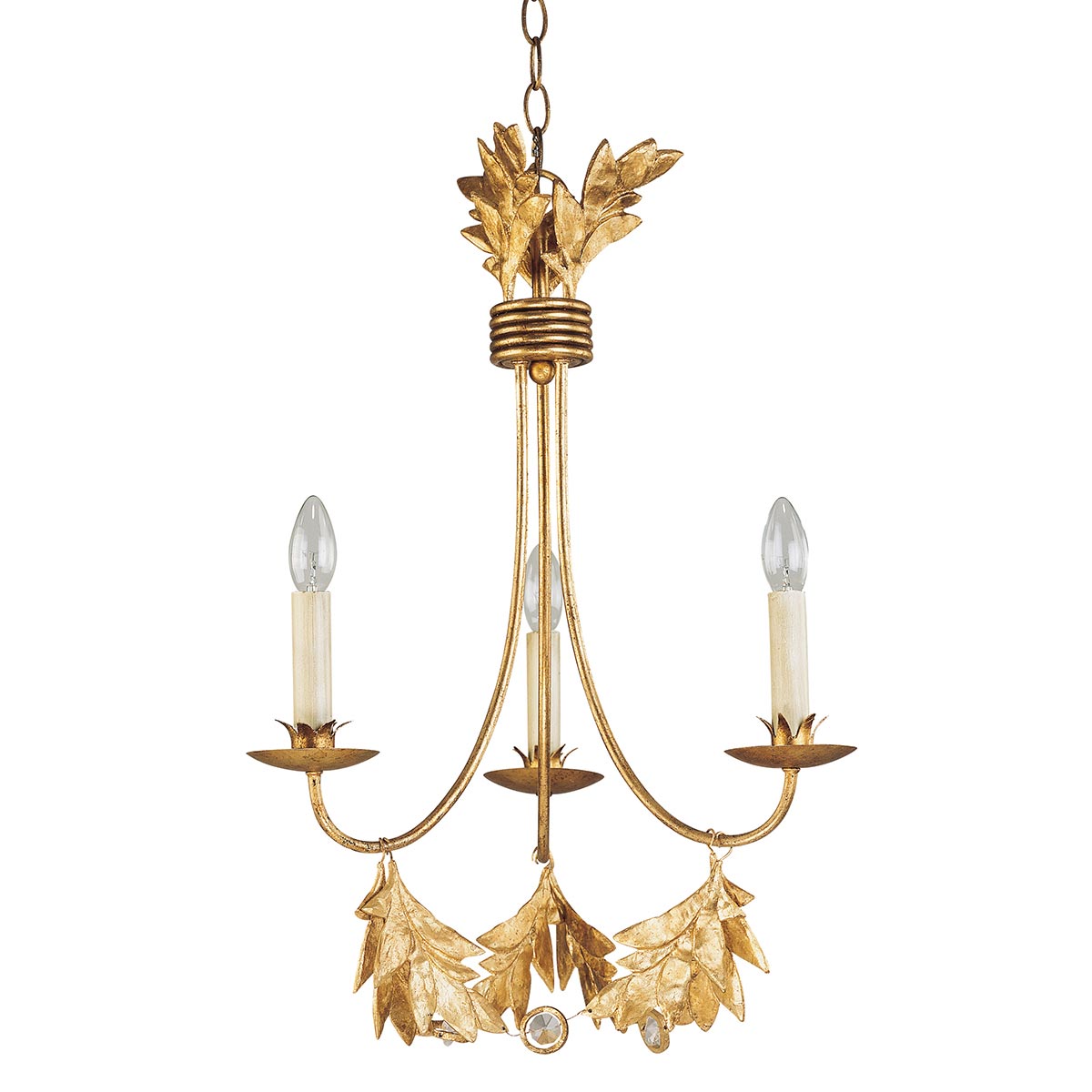 Sweet Olive 3 Antiqued Gold Mini Chandelier